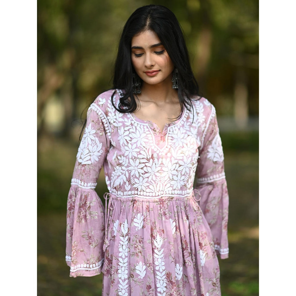 The Chikan Label Pink Women's Modal Chikankari Co-Ord Set