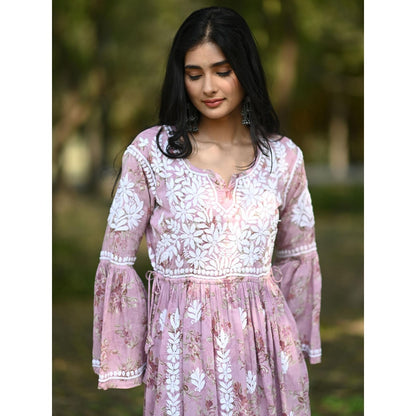 The Chikan Label Pink Women's Modal Chikankari Co-Ord Set