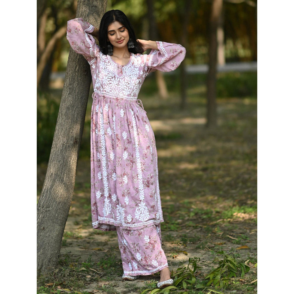 The Chikan Label Pink Women's Modal Chikankari Co-Ord Set