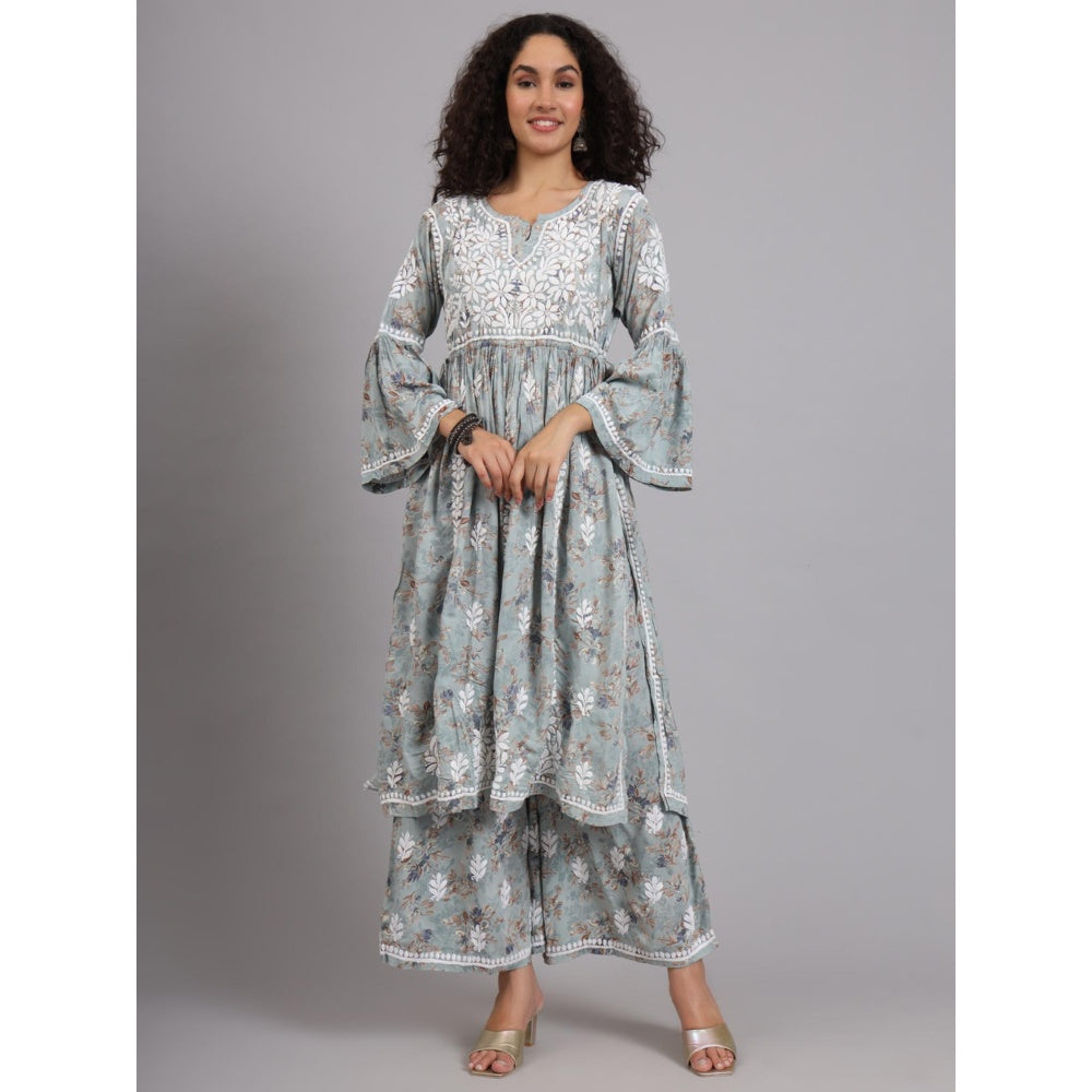 The Chikan Label Green Women's Modal Chikankari Co-Ord Set