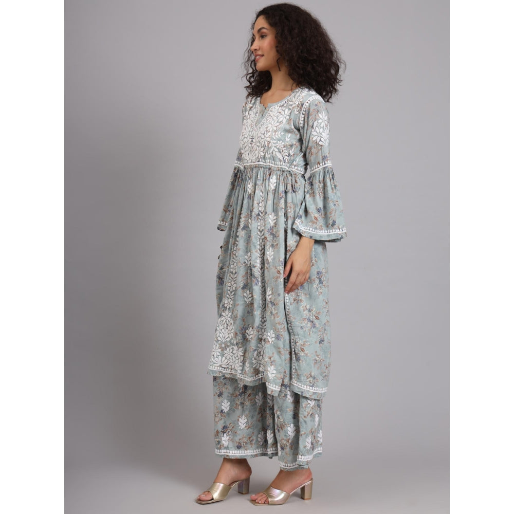 The Chikan Label Green Women's Modal Chikankari Co-Ord Set