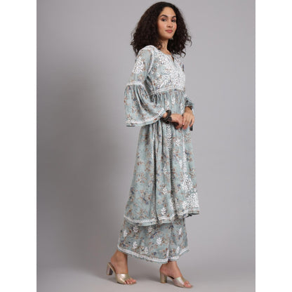 The Chikan Label Green Women's Modal Chikankari Co-Ord Set