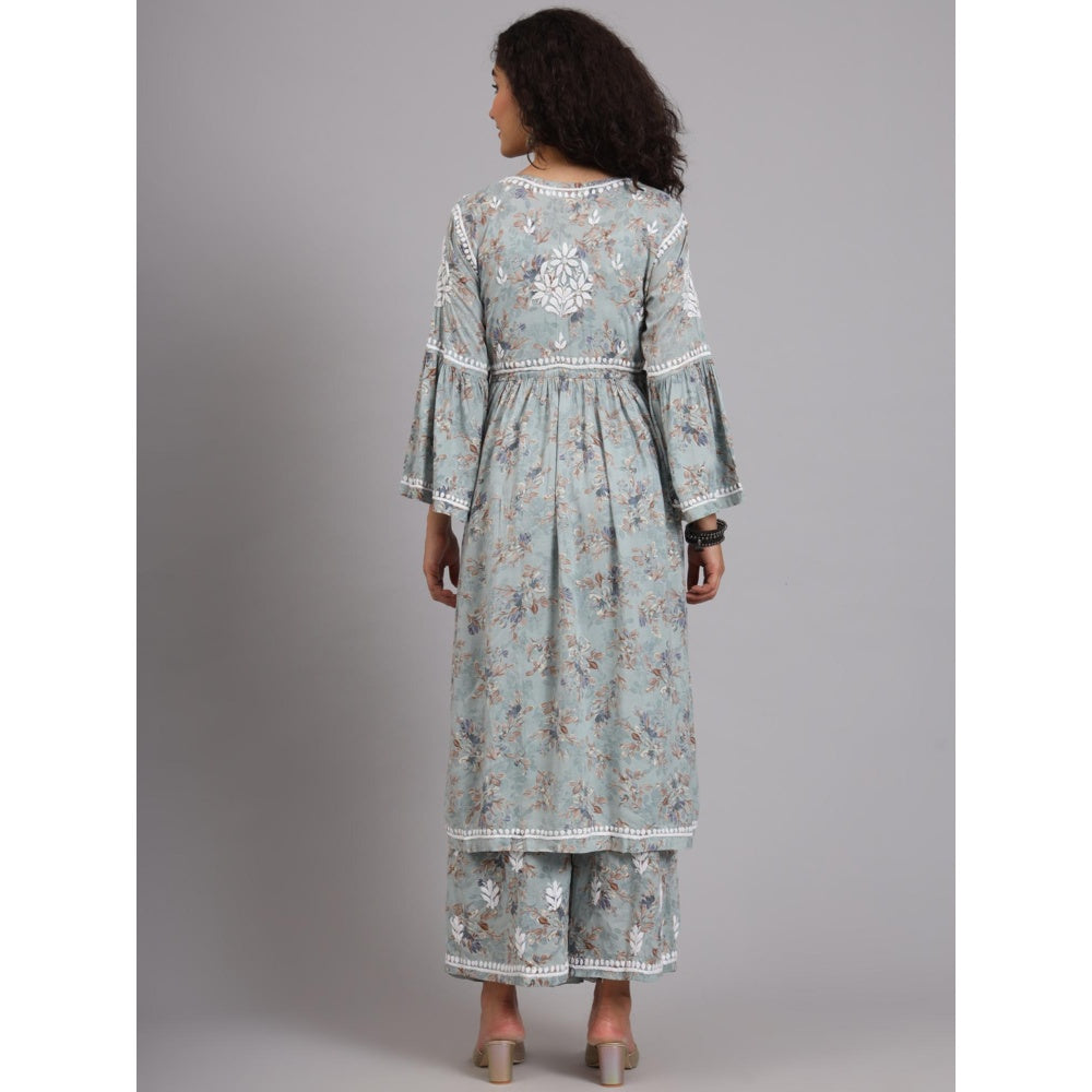 The Chikan Label Green Women's Modal Chikankari Co-Ord Set