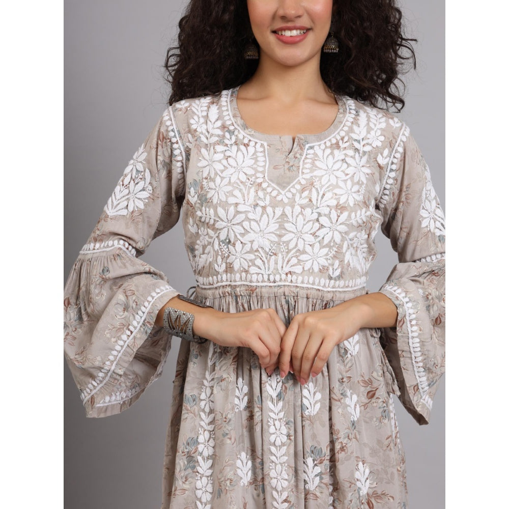 The Chikan Label Beige Women's Modal Chikankari Co-Ord Set