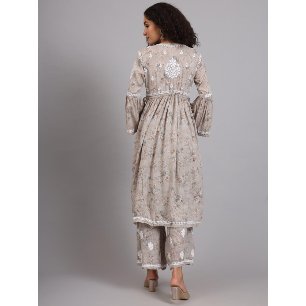 The Chikan Label Beige Women's Modal Chikankari Co-Ord Set