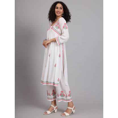 The Chikan Label White Women's Modal Chikankari Co-Ord Set
