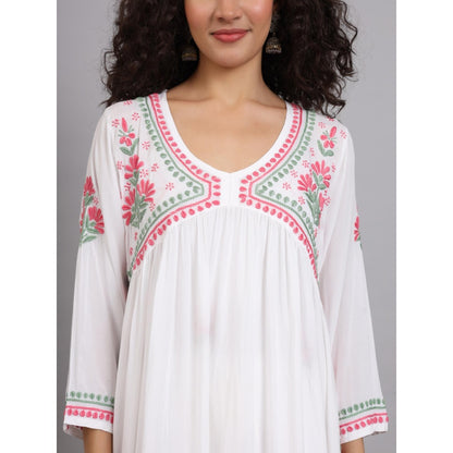 The Chikan Label White Women's Modal Chikankari Co-Ord Set