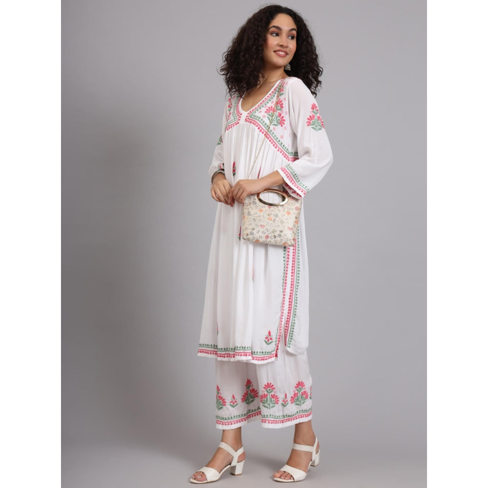The Chikan Label White Women's Modal Chikankari Co-Ord Set