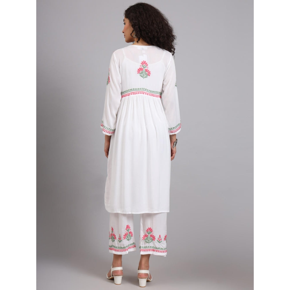 The Chikan Label White Women's Modal Chikankari Co-Ord Set
