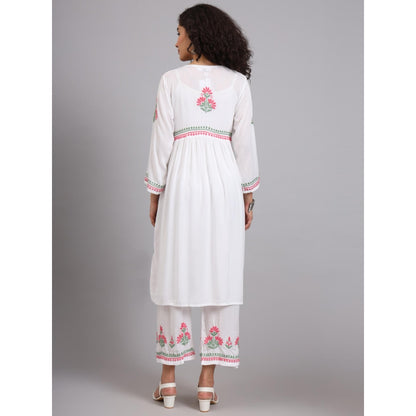 The Chikan Label White Women's Modal Chikankari Co-Ord Set