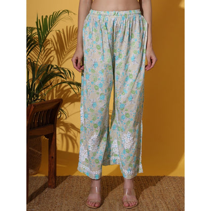 The Chikan Label Green Women's Mulmul Chikankari Co-Ord Set