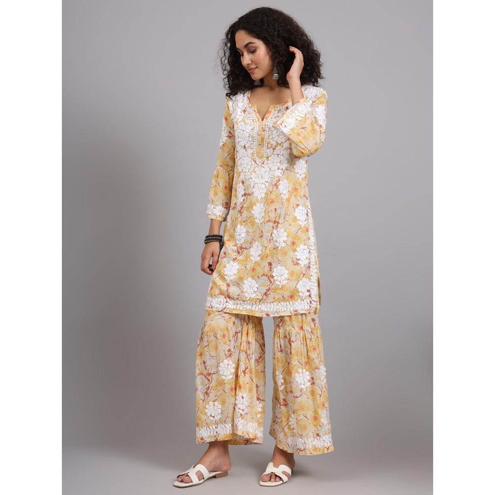 The Chikan Label Yellow Women's Mulmul Chikankari Co-Ord Set