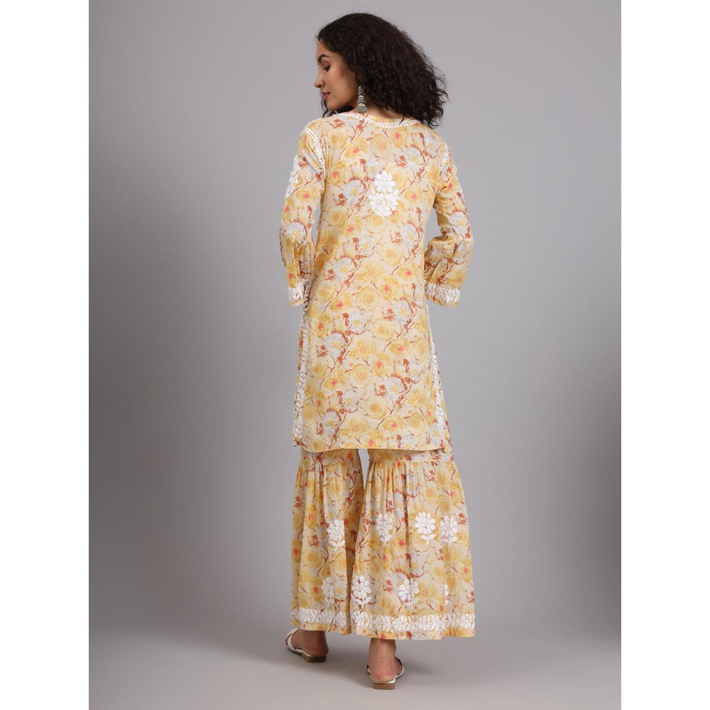 The Chikan Label Yellow Women's Mulmul Chikankari Co-Ord Set