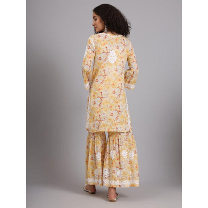 The Chikan Label Yellow Women's Mulmul Chikankari Co-Ord Set
