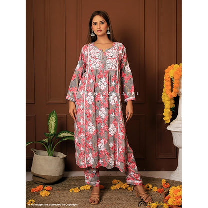 The Chikan Label Nyra Modal Chikankari Kurta Set - Red