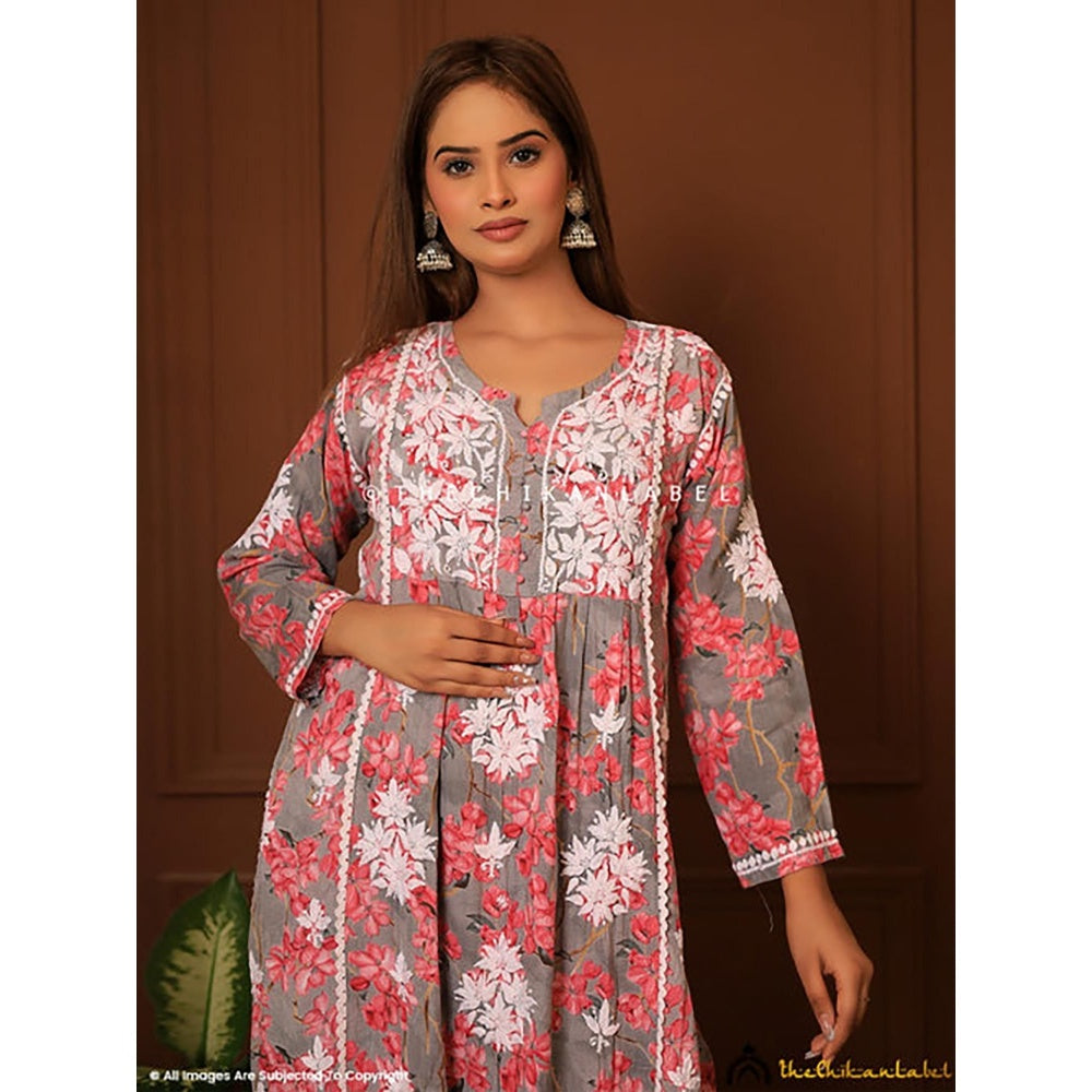 The Chikan Label Nyra Modal Chikankari Kurta Set - Red