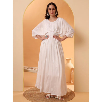 The Chikan Label Embroidered Chikankari White Anarkali Kurta