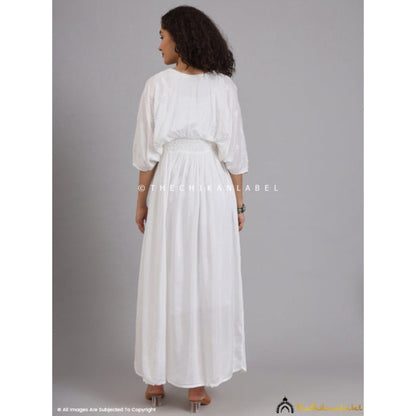 The Chikan Label Embroidered Chikankari White Anarkali Kurta