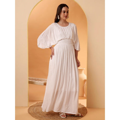 The Chikan Label Embroidered Chikankari White Anarkali Kurta