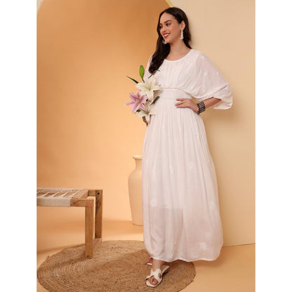The Chikan Label Embroidered Chikankari White Anarkali Kurta