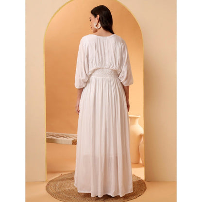 The Chikan Label Embroidered Chikankari White Anarkali Kurta
