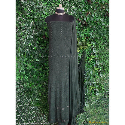 The Chikan Label Siya Viscose Chikankari Grey Unstitched Kurti with Dupatta