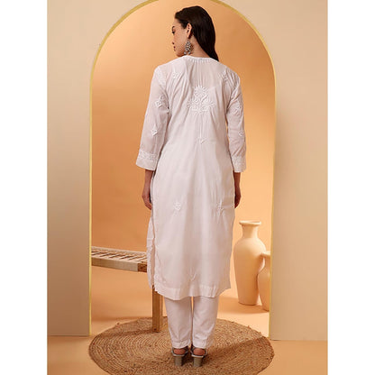 The Chikan Label Amulya Cotton Nyra Style White Kurta