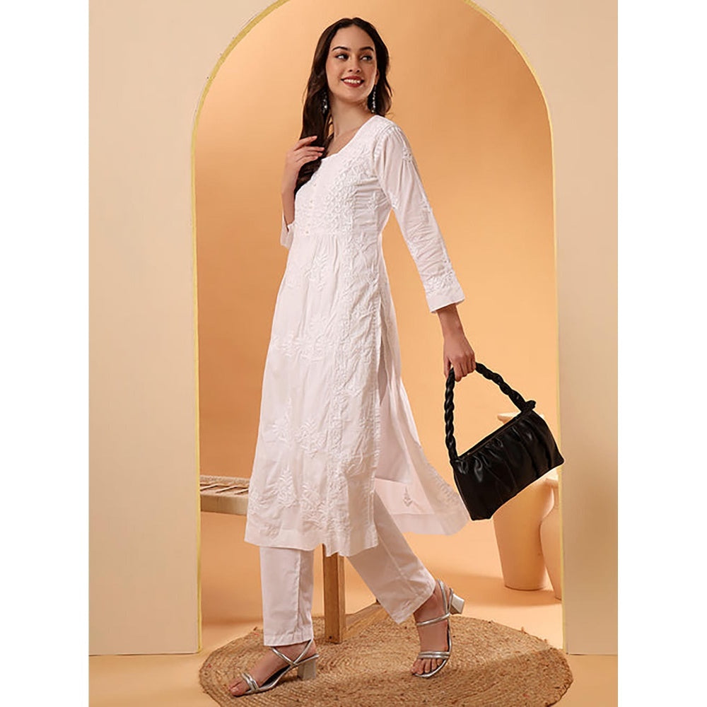 The Chikan Label Amulya Cotton Nyra Style White Kurta