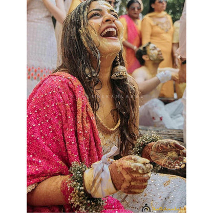 The Chikan Label Thatbohogirl Haldi Chikankari Semi-Stitched Lehenga with Blouse and Dupatta
