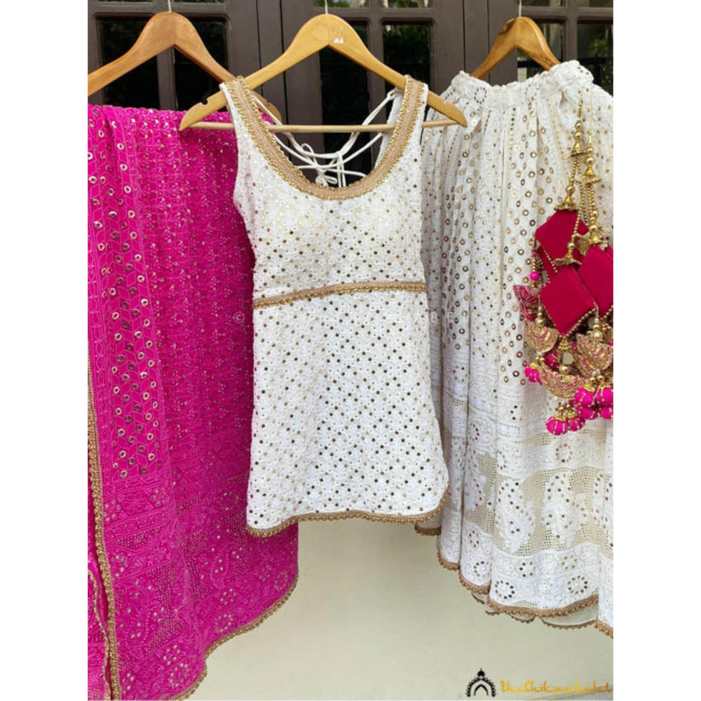The Chikan Label Thatbohogirl Haldi Chikankari Semi-Stitched Lehenga with Blouse and Dupatta