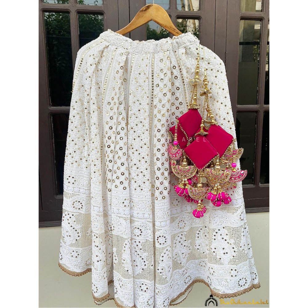 The Chikan Label Thatbohogirl Haldi Chikankari Semi-Stitched Lehenga with Blouse and Dupatta
