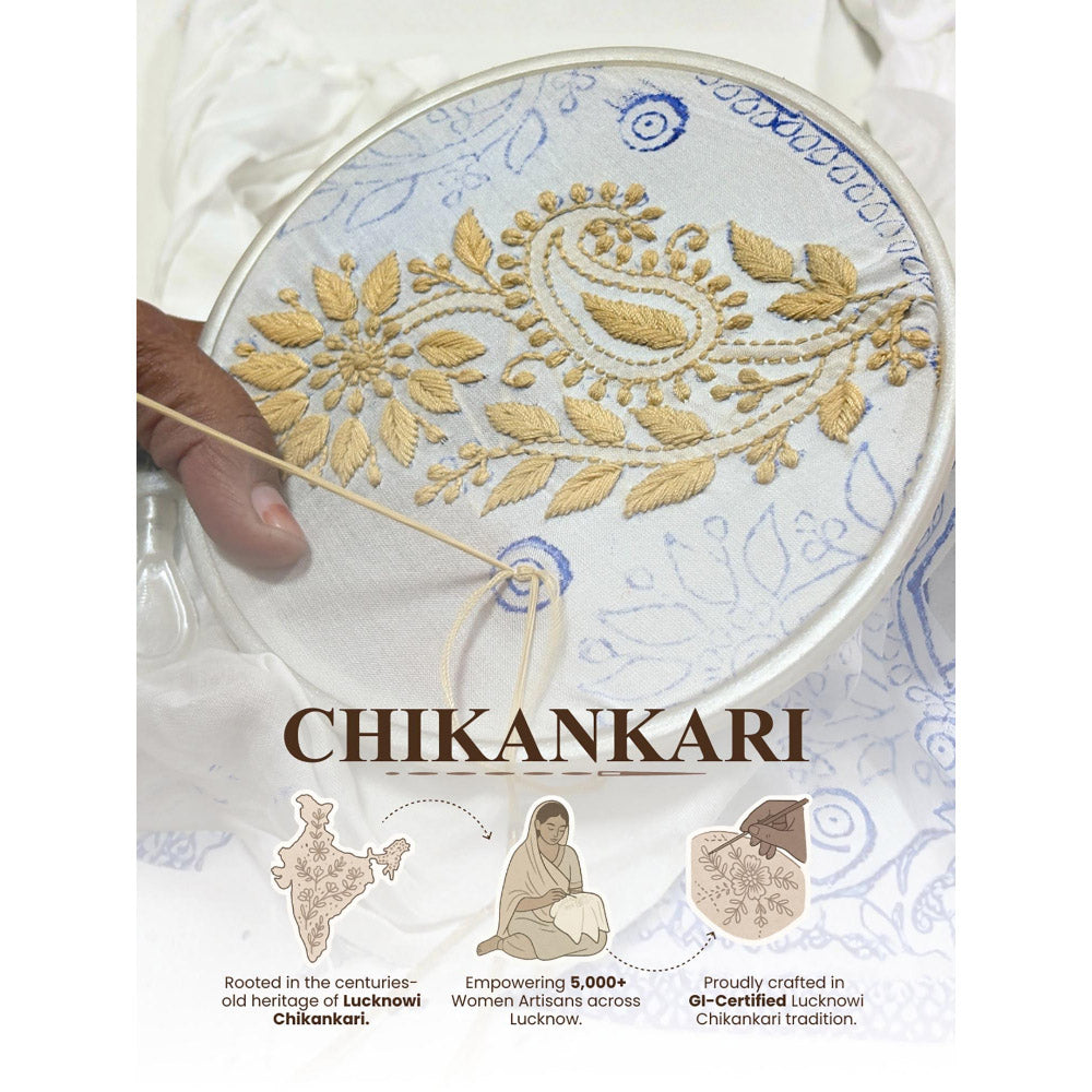 The Chikan Label Dhanvi Rani Pink Chanderi Chikankari Kurta Farshi Salwar Set