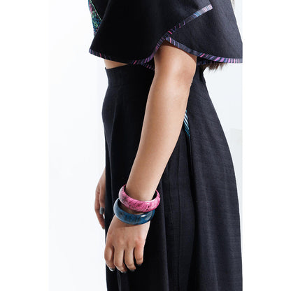 THE SILK LOVE Black Layered Drape Pant with Crop Top