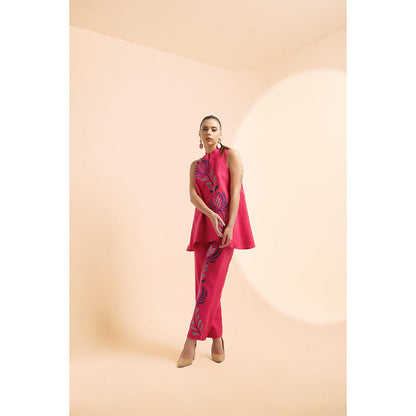 THE SILK LOVE Pink Shadow Bloom Co-Ord Set