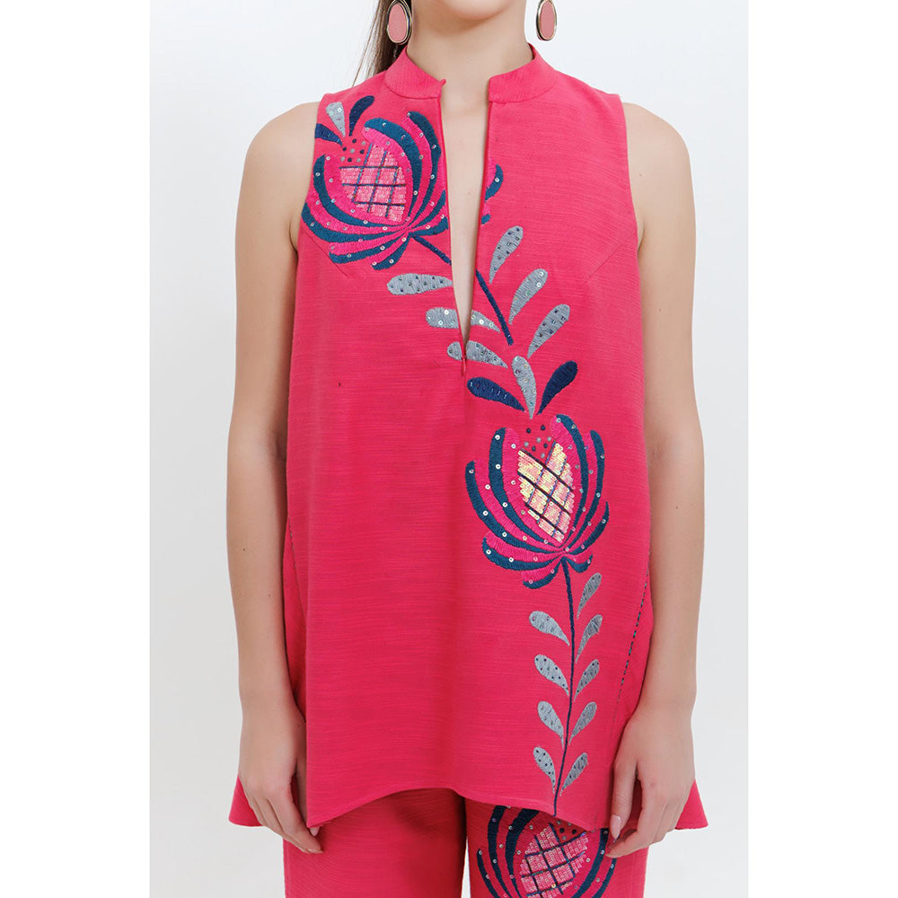 THE SILK LOVE Pink Shadow Bloom Co-Ord Set