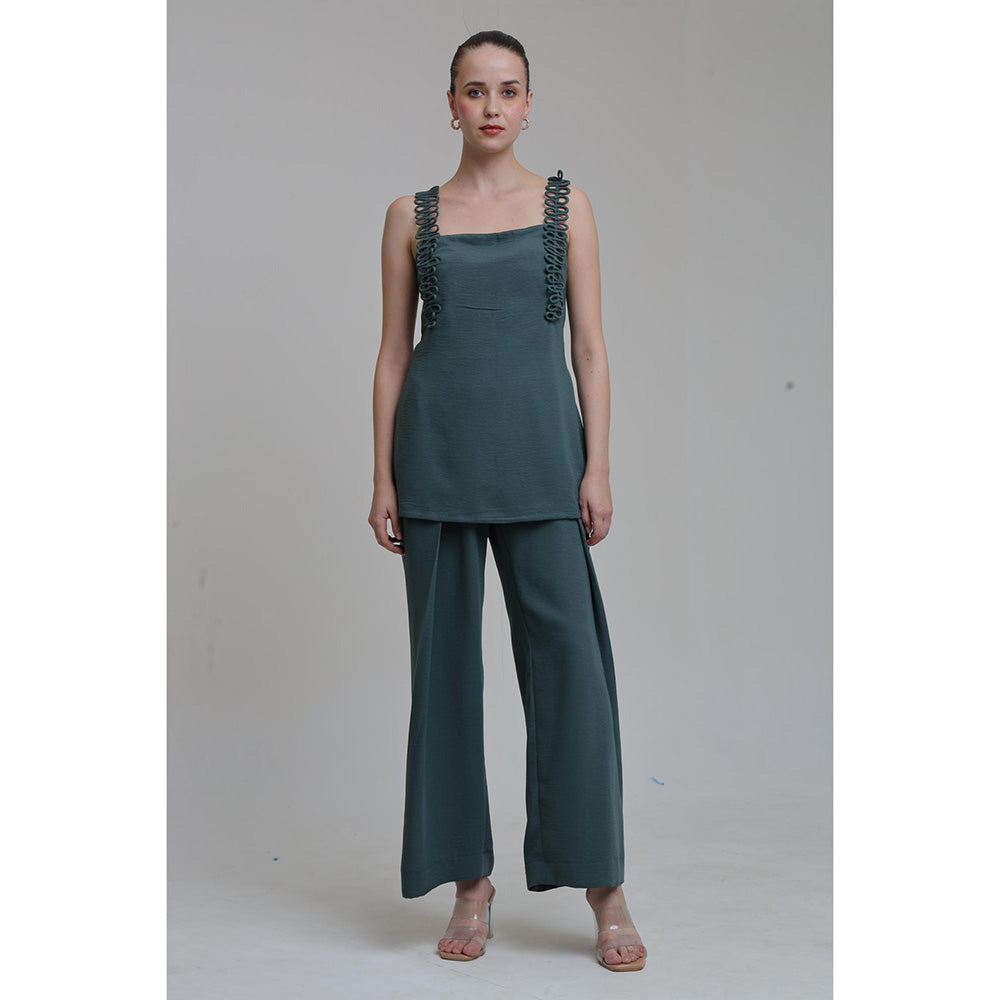 THE SILK LOVE Teal Cold Wave Co-Ord Set