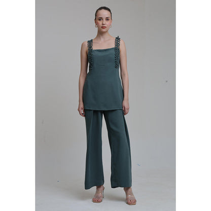 THE SILK LOVE Teal Cold Wave Co-Ord Set