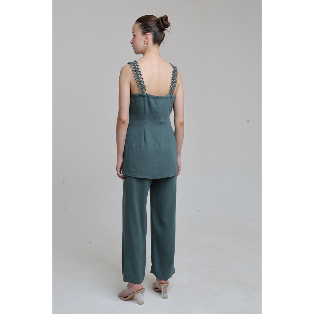 THE SILK LOVE Teal Cold Wave Co-Ord Set