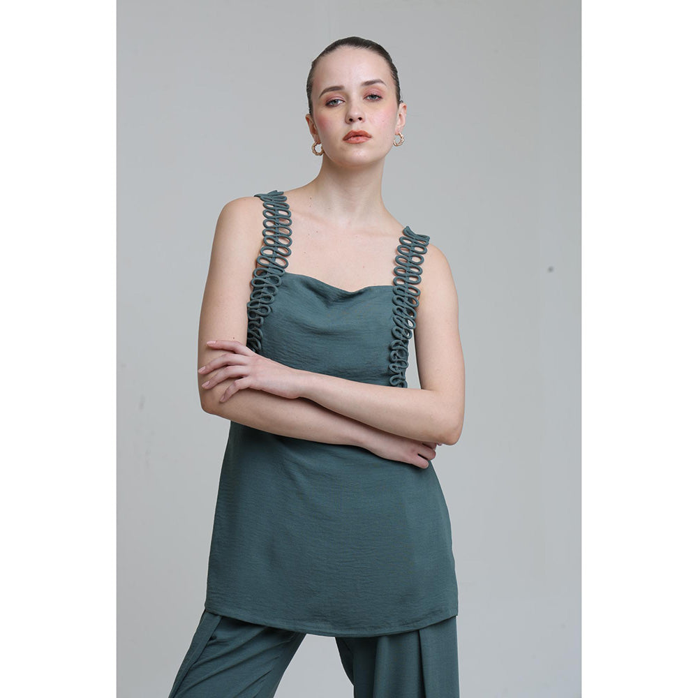 THE SILK LOVE Teal Cold Wave Co-Ord Set