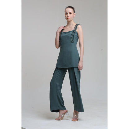 THE SILK LOVE Teal Cold Wave Co-Ord Set