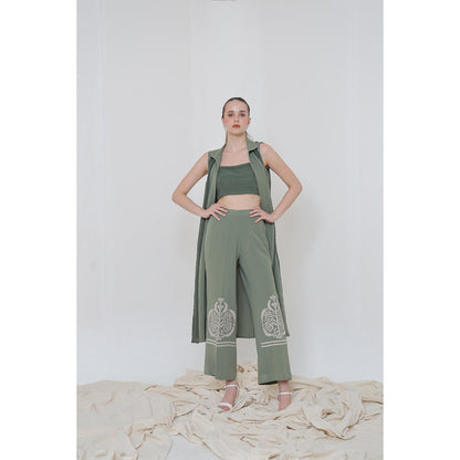 THE SILK LOVE Olive Romania Co-Ord Set
