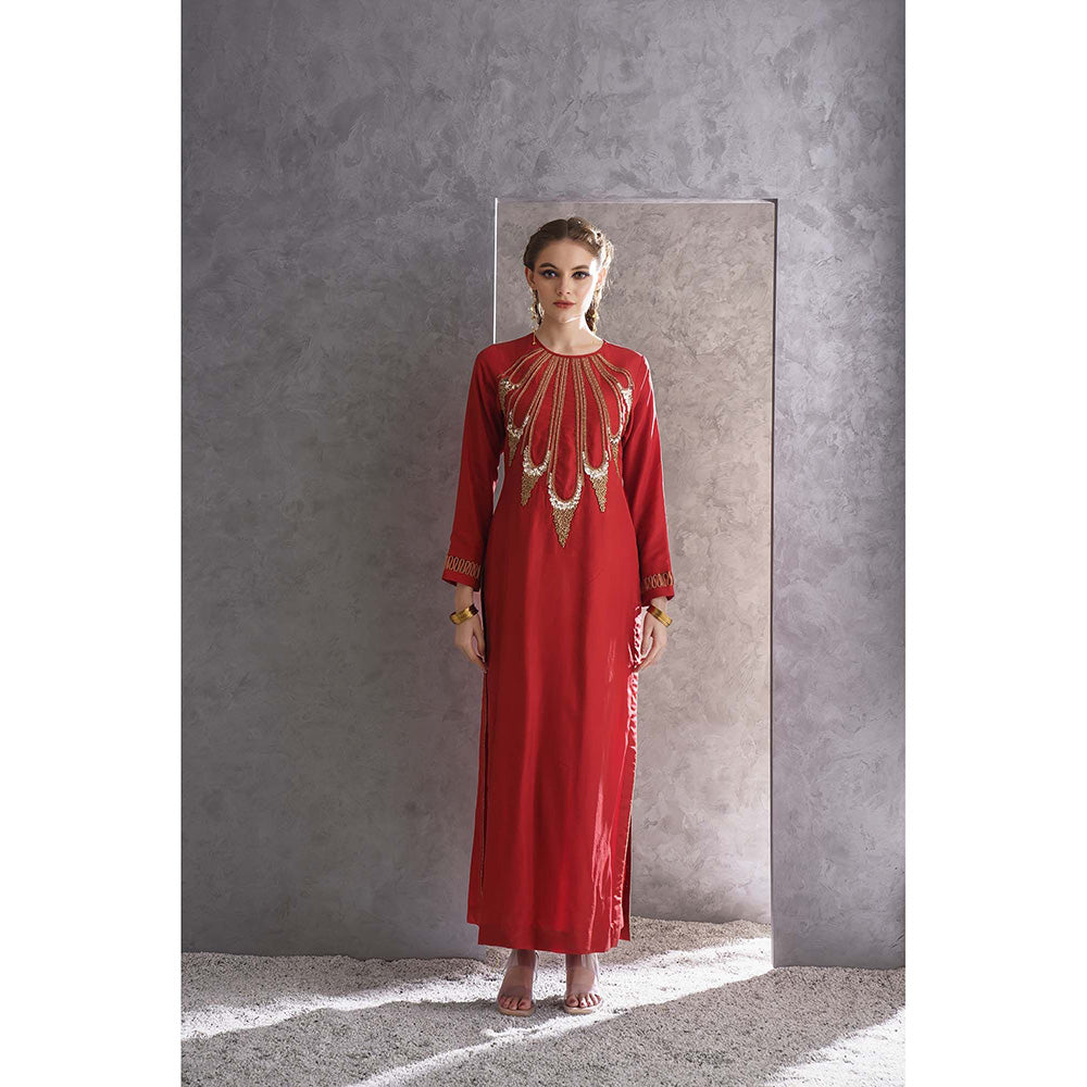 THE SILK LOVE Red Kurta With Pant And Dupatta
