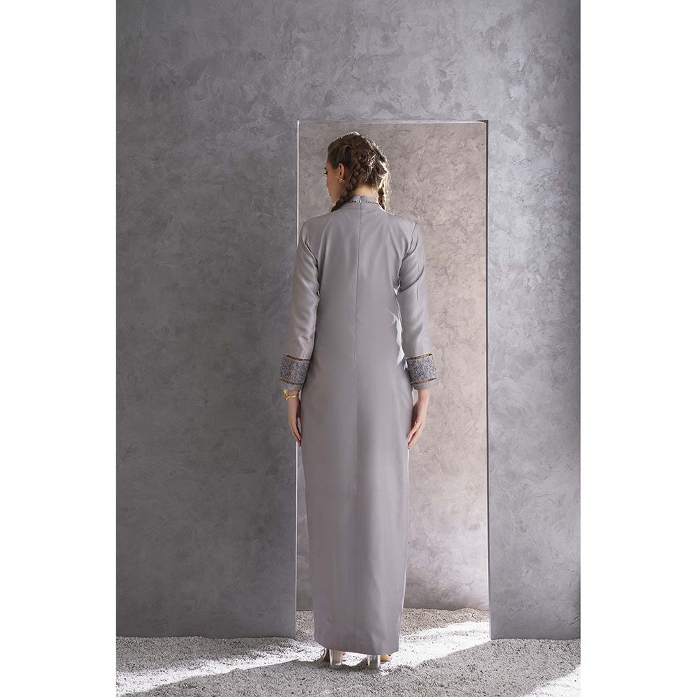 THE SILK LOVE Grey Banarasi Jacquard Kurta With Pant