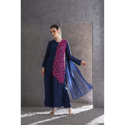 THE SILK LOVE Blue Royal Flower Kurta With Pant
