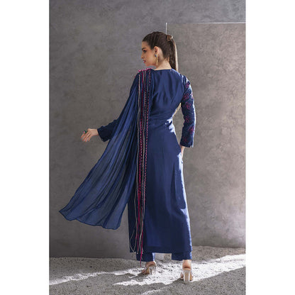 THE SILK LOVE Blue Royal Flower Kurta With Pant