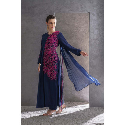 THE SILK LOVE Blue Royal Flower Kurta With Pant