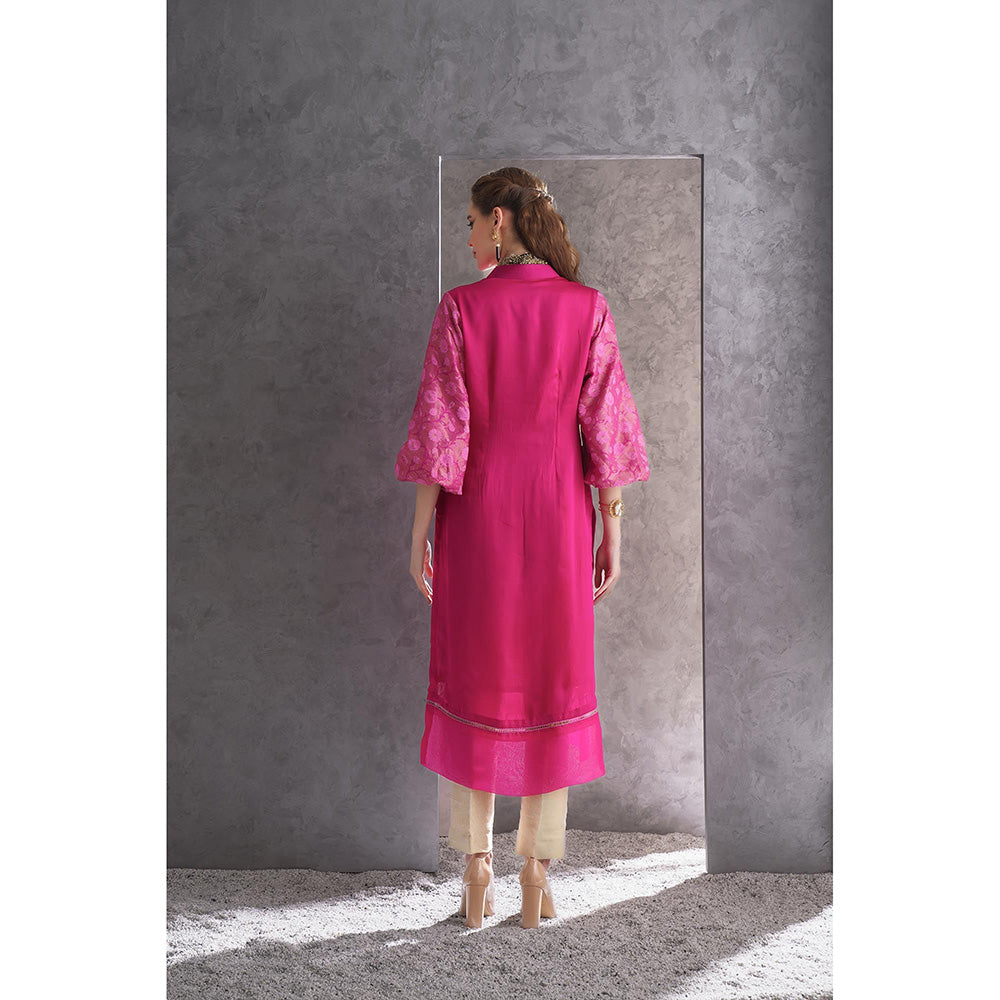 THE SILK LOVE Pink Exquisite Bloom Blush Kurta With Pant