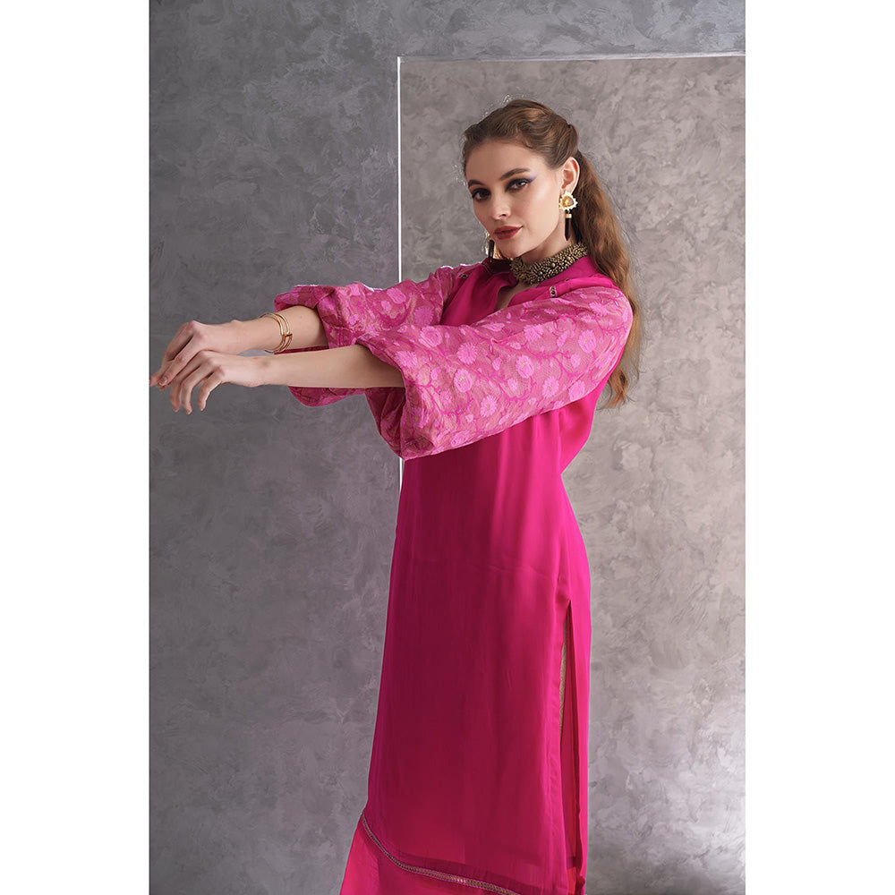 THE SILK LOVE Pink Exquisite Bloom Blush Kurta With Pant