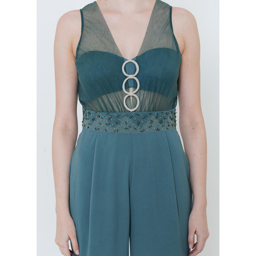 THE SILK LOVE Forest Green Evara Jumpsuit
