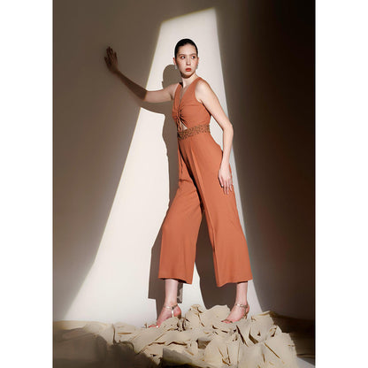 THE SILK LOVE Rustic Orange Evara Jumpsuit